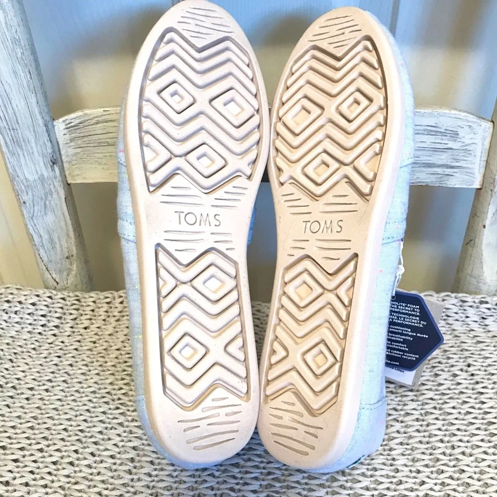 NWT Toms Alpargata Flats in Light Blue Speckled Linen